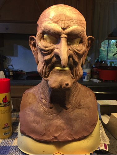 Monster Clay sculpture ready for hydrocal mold application and latex casting